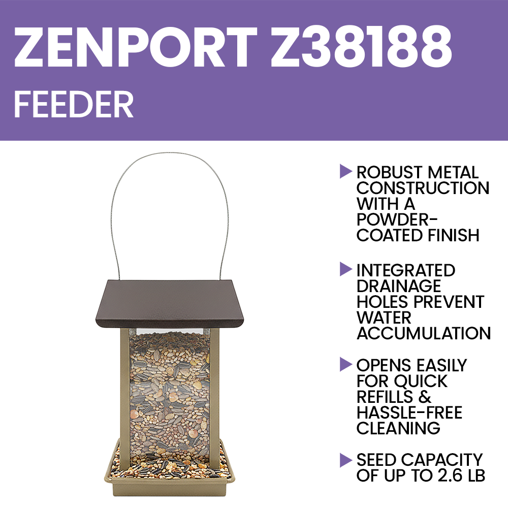 Zenport Z38188 Small Hanging Metal Hopper Feeder, Beige