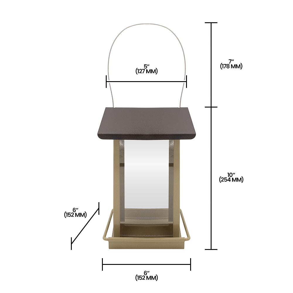 Zenport Z38188 Small Hanging Metal Hopper Feeder, Beige
