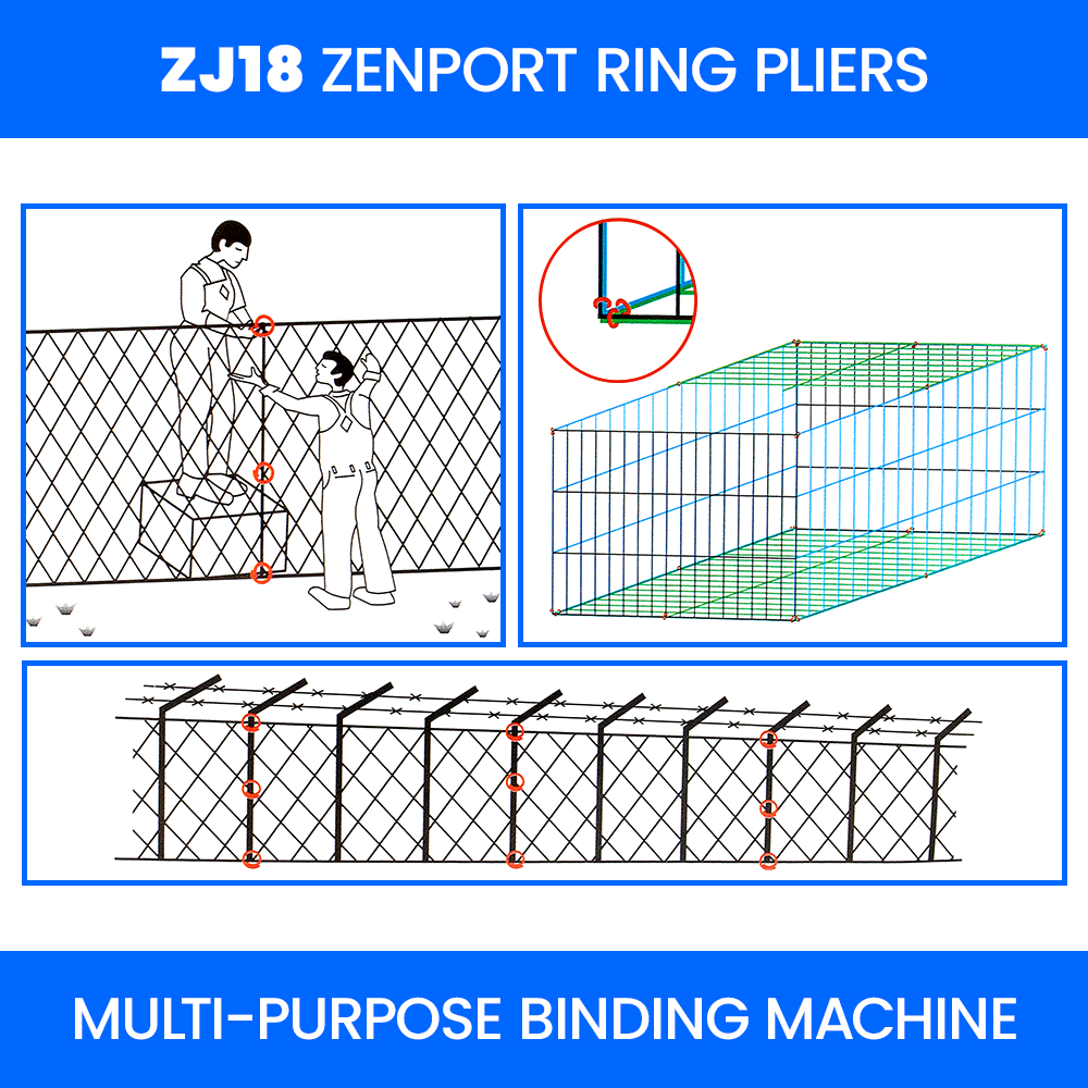 Zenport ZJ18 Ring Pliers Multi-Purpose Binding Machine, Green