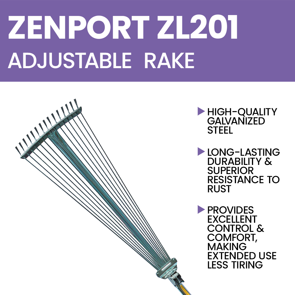 Zenport ZL201 Adjustable Steel Rake, Silver