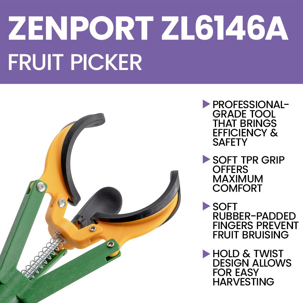 Recolector de frutas telescópico de largo alcance Zenport ZL6146A, extensión de 1,8 m, plateado