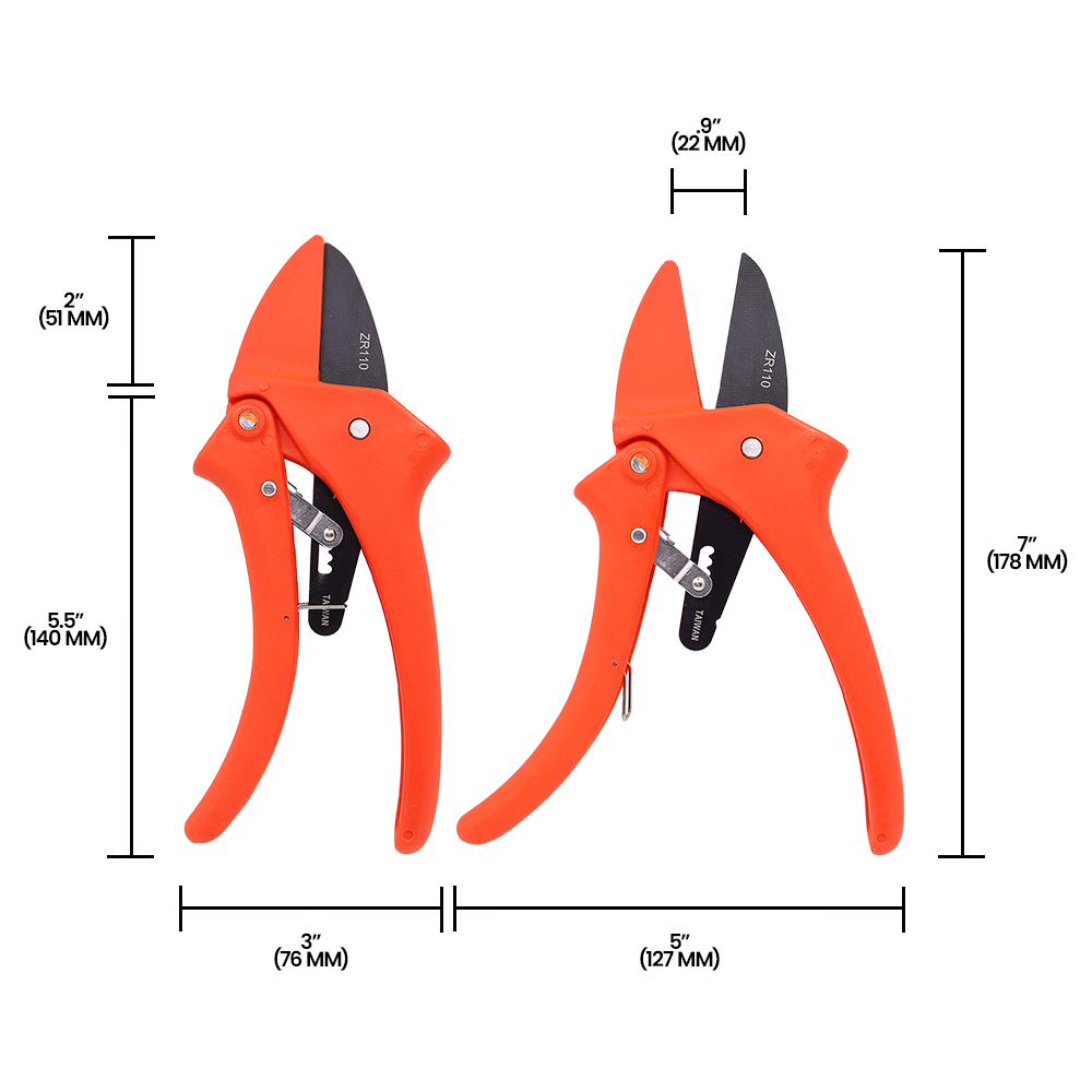 Zenport ZR110 Ratchet Standard, 7-Inch, 1.5 Inch Carbon Steel Blades, Orange