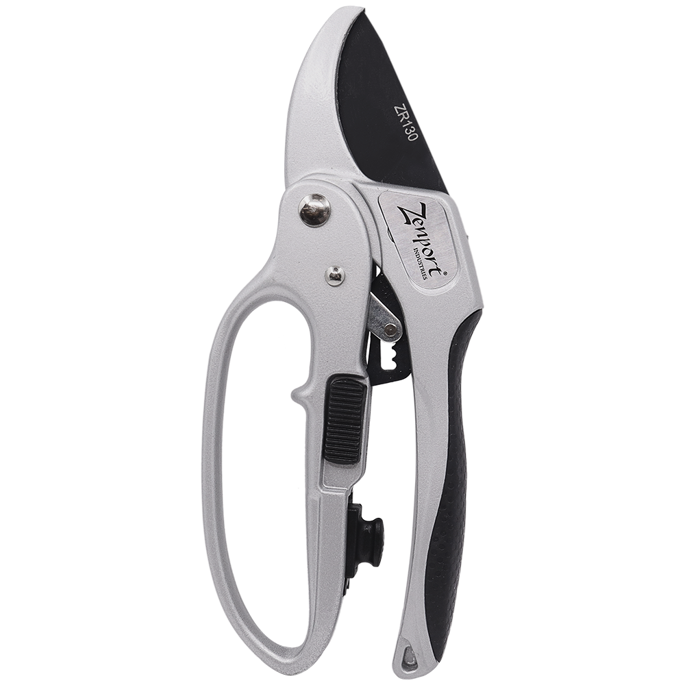 Tijeras de trinquete de lujo Zenport ZR130, 8,5 pulgadas, plateadas