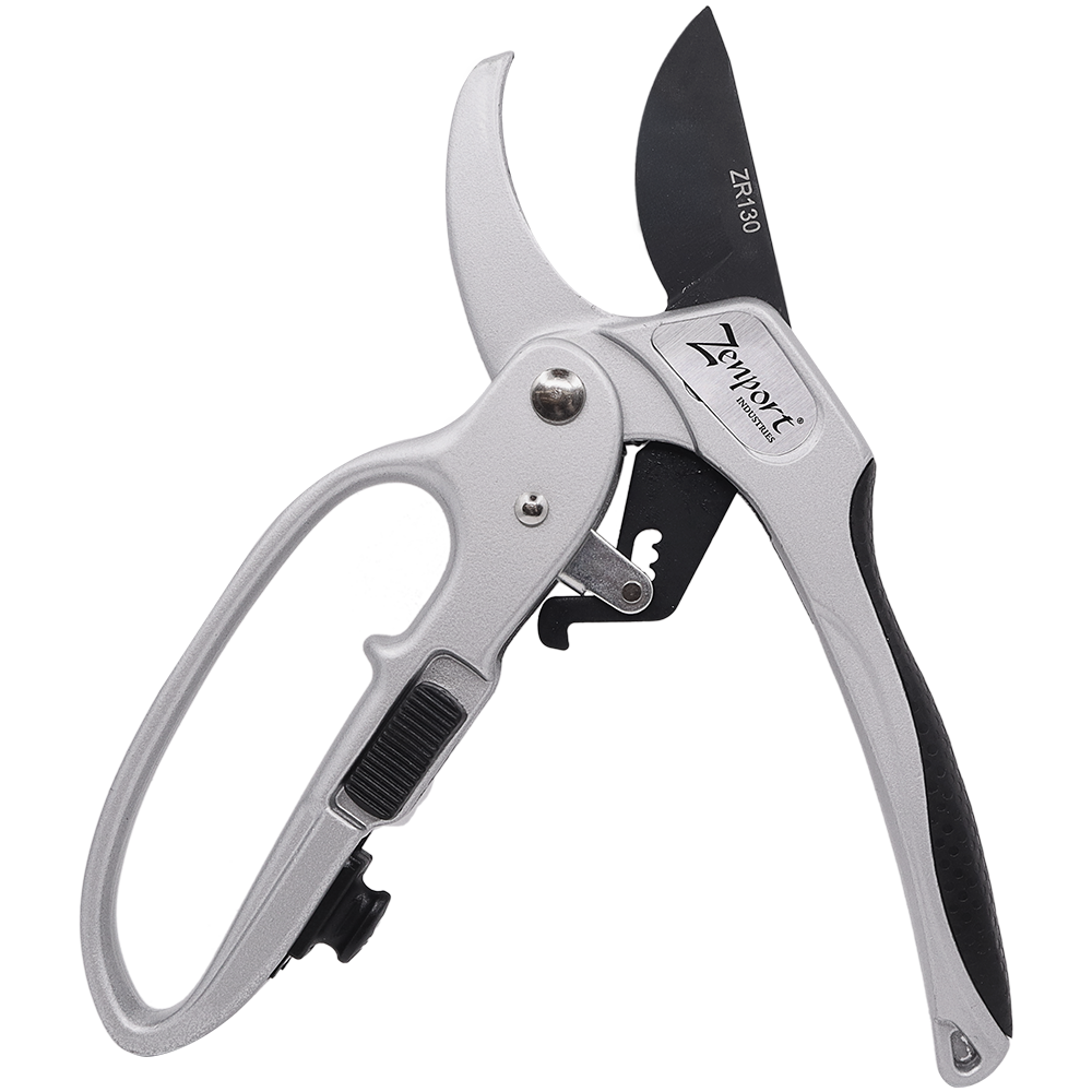 Tijeras de trinquete de lujo Zenport ZR130, 8,5 pulgadas, plateadas