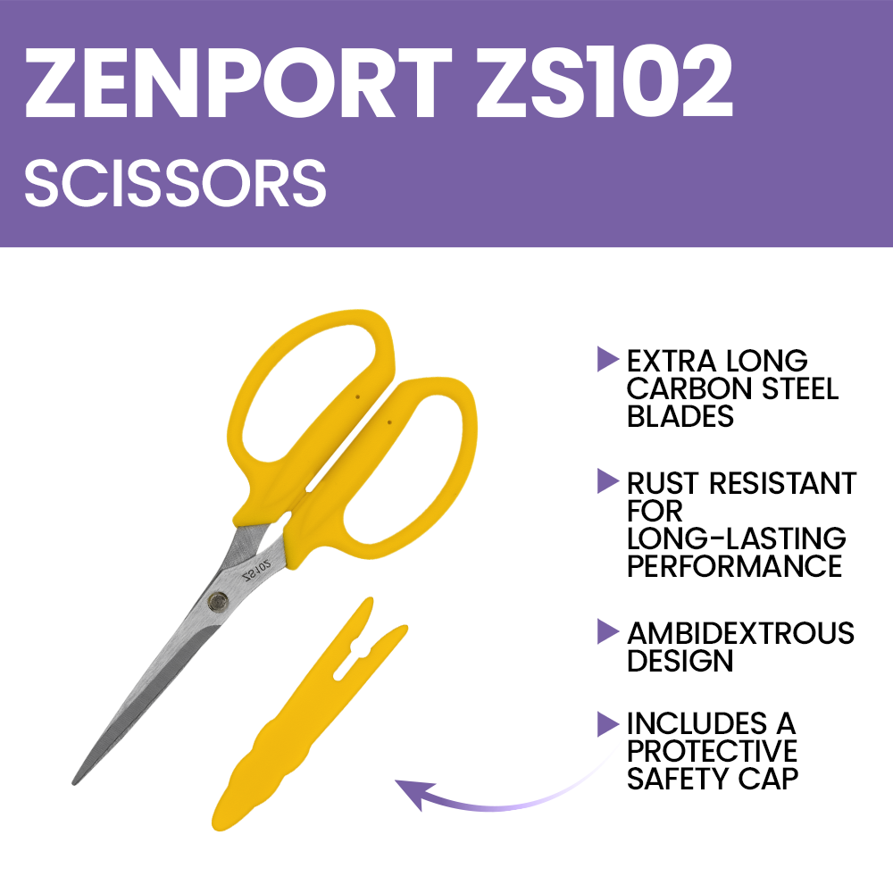 Zenport ZS102 Floral Scissors With Safety Cap, 2.75 Inch Carbon Steel Blades, Yellow