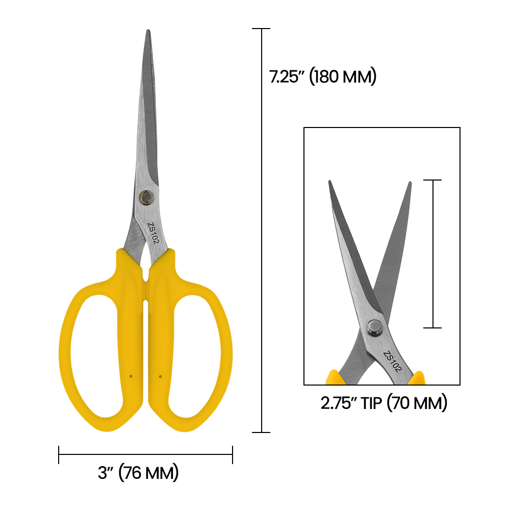 Zenport ZS102 Floral Scissors With Safety Cap, 2.75 Inch Carbon Steel Blades, Yellow