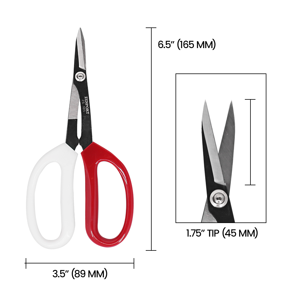 Zenport ZS105 Deluxe Garden Scissors, 6.5-Inch, 1.5 Inch Carbon Steel Blades, Red/White