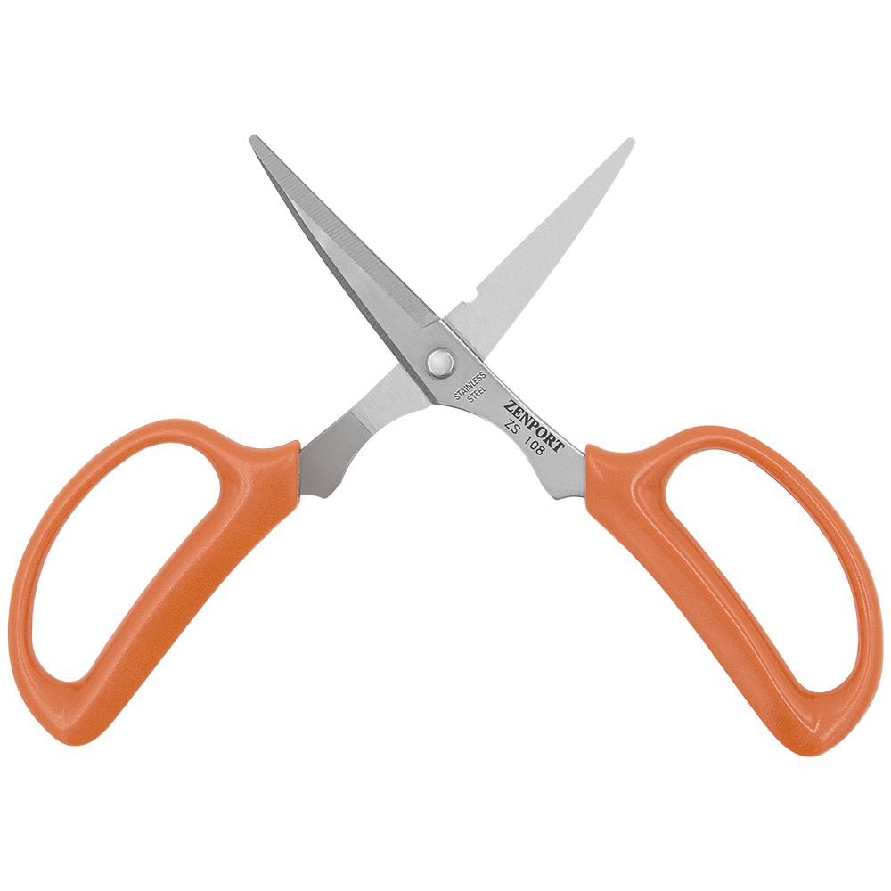 Tijeras multiusos Zenport ZS108, 18 cm, hojas de acero al carbono de 5 cm, color naranja