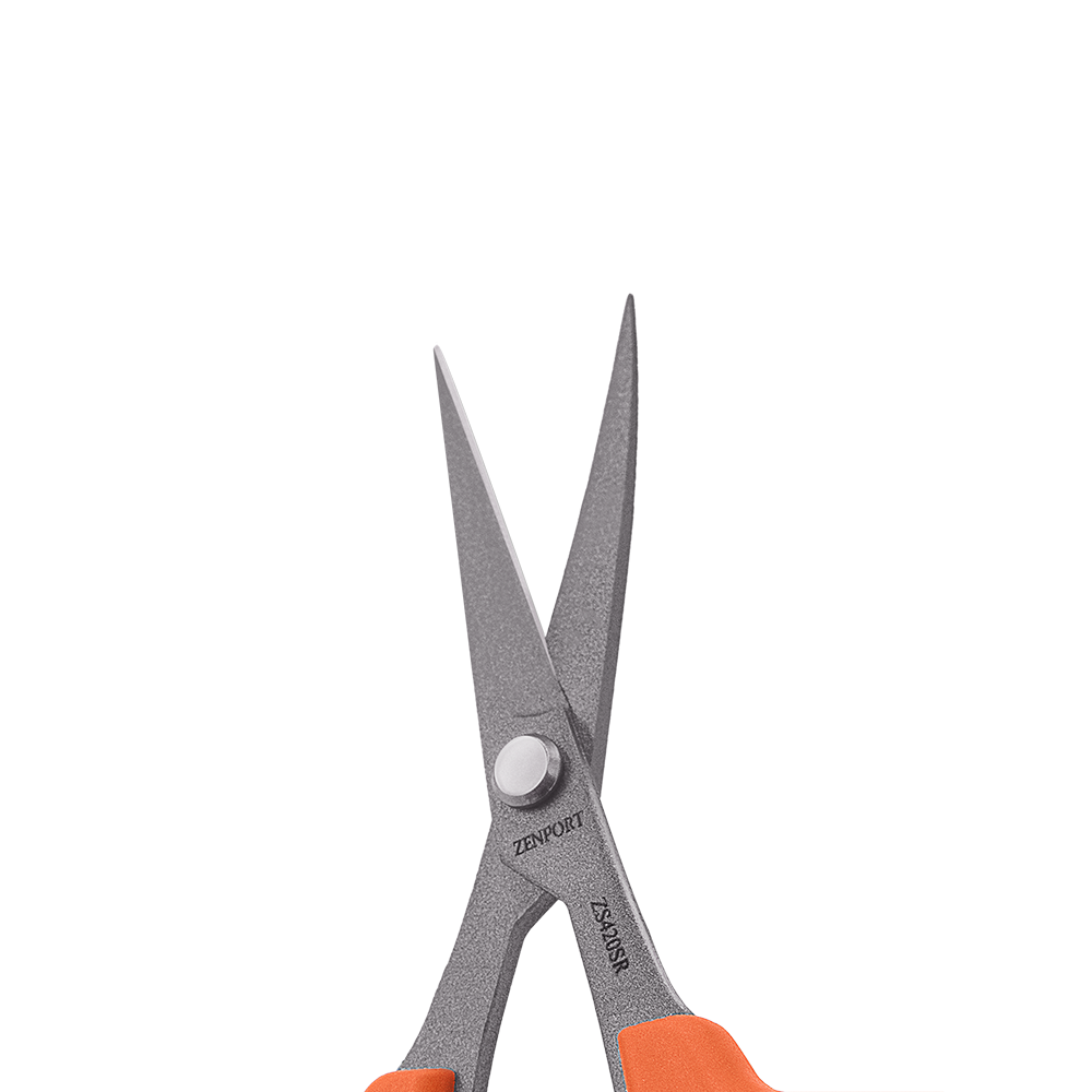 Tijeras de masa Zenport ZS420SR curvas con revestimiento de flúor, hojas de acero inoxidable de 3,5 cm, color naranja