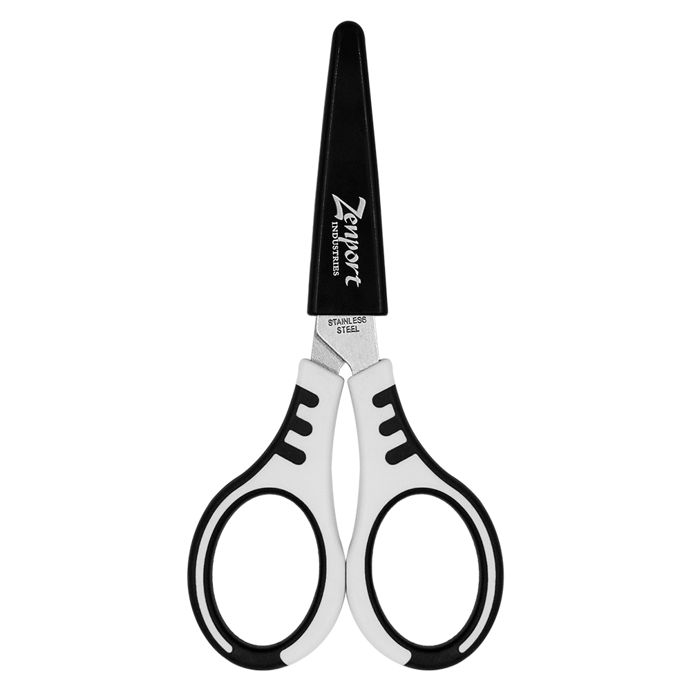 Tijeras recortadoras Zenport ZS421, 5,25 pulgadas, hojas de acero inoxidable de 2 pulgadas, color blanco y negro