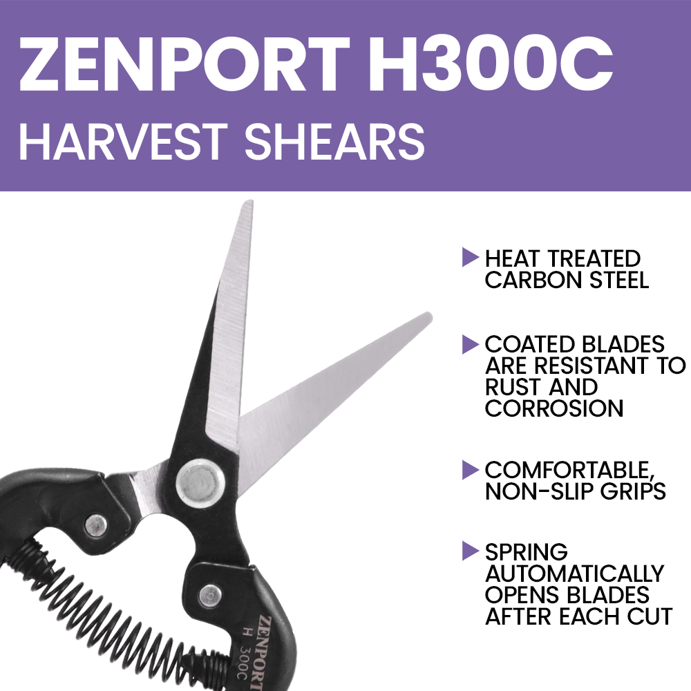 Zenport H300C Harvest Shear, Long Curved Blade, 2 Inch Carbon Steel Blades, Red
