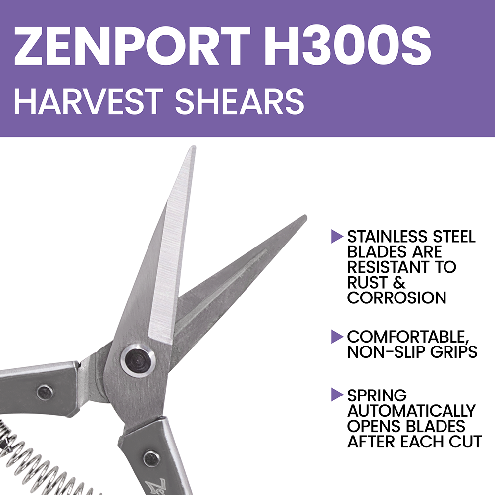Zenport H300S Harvest Shear, Long Straight, 2 Inch Stainless Steel Blades, Red