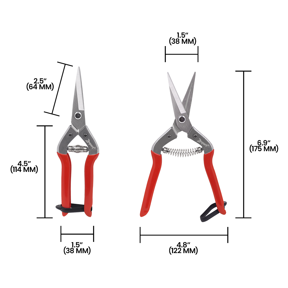 Zenport H300S Harvest Shear, Long Straight, 2 Inch Stainless Steel Blades, Red