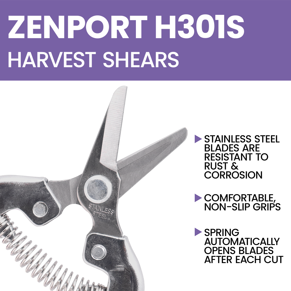 Zenport H301S Harvest Shear, Short Straight, 1 Inch Inch Stainless Steel Blades, Red