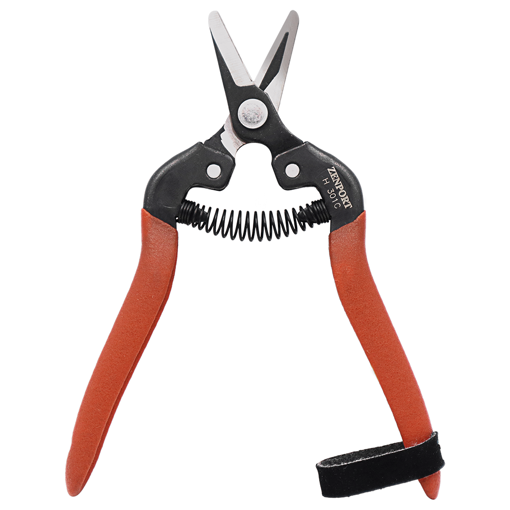 Tijeras de cosecha Zenport H301C, hoja curva corta, hojas de acero al carbono de 1 pulgada, color rojo