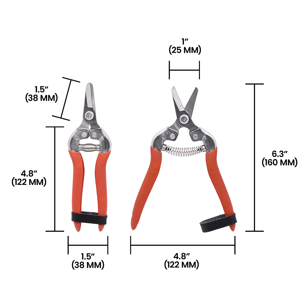 Zenport H301SC Harvest Shear, Short Curved, 1 Inch Inch Stainless Steel Blades, Red