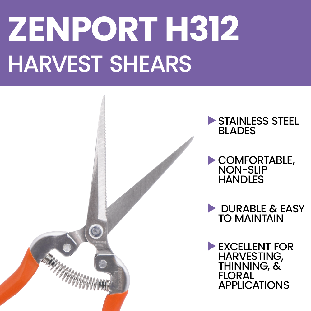 Zenport H312 Extra Long Harvest Shear, 3.25 Inch Stainless Steel Blades, Orange