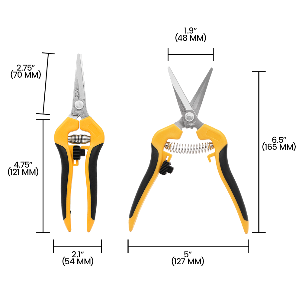 Zenport H357F Comfi-Grip Harvest Shear, Straight Blade, 2 Inch Stainless Steel Blades, Black/Yellow