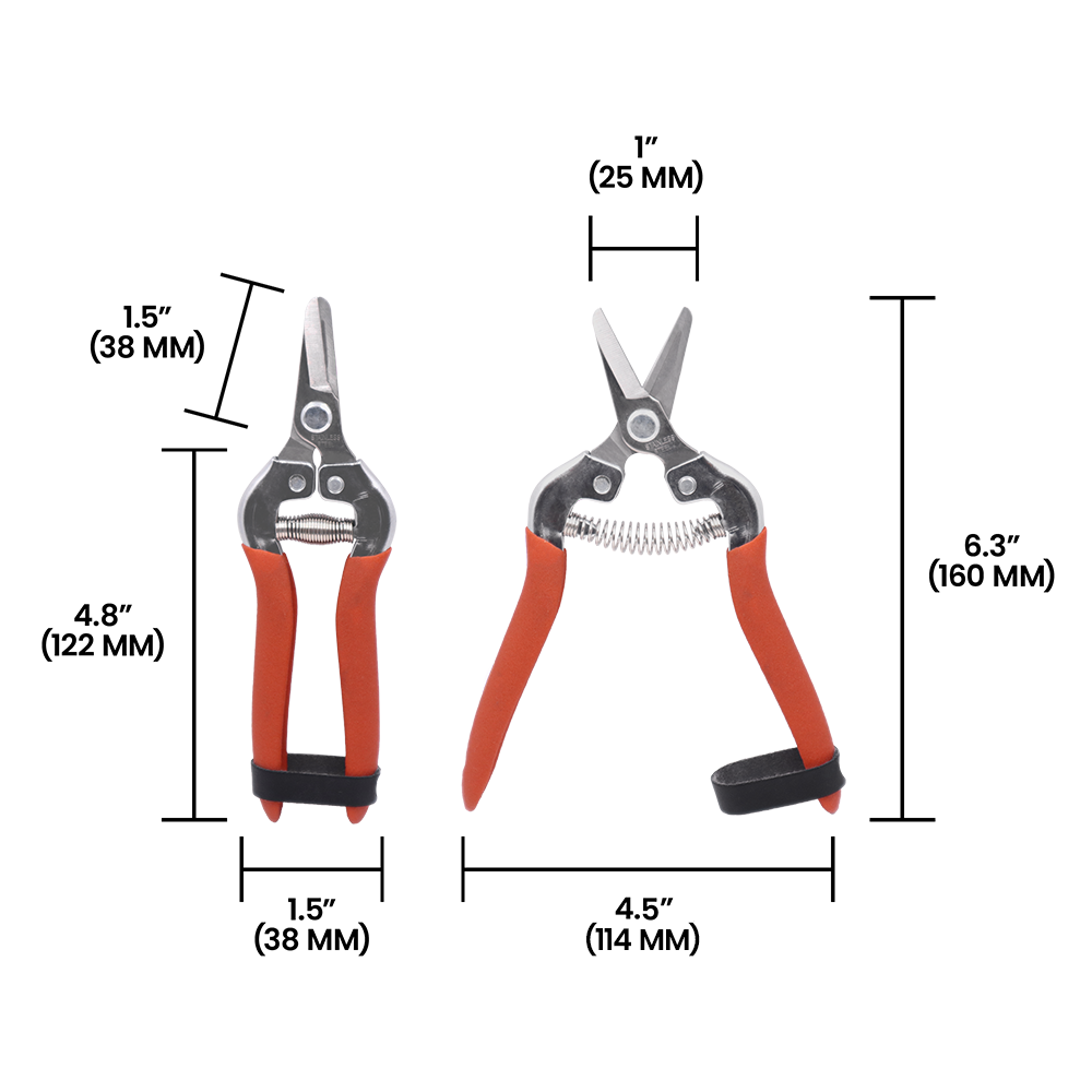 Zenport H301S Harvest Shear, Short Straight, 1 Inch Inch Stainless Steel Blades, Red