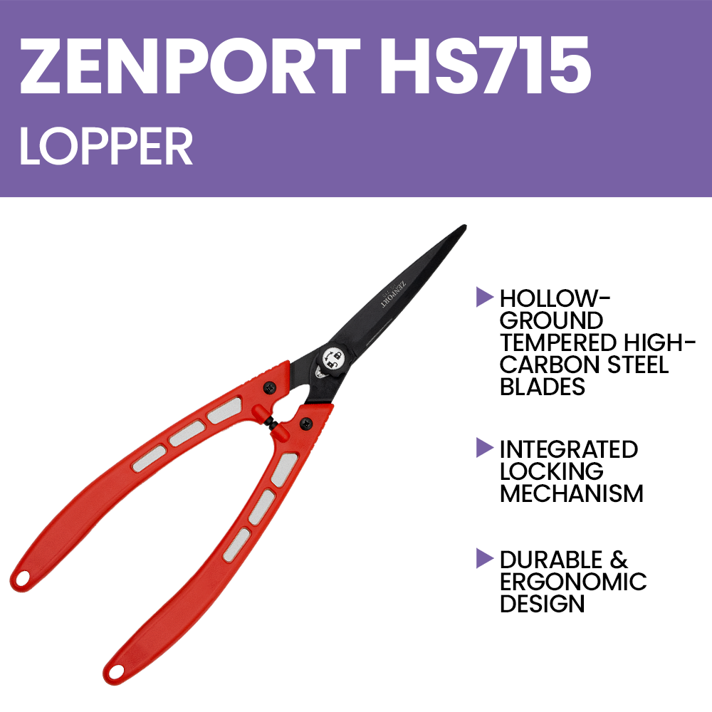 Zenport HS715 Hedge Shear, 6 Inch High Carbon Steel Blades, Red