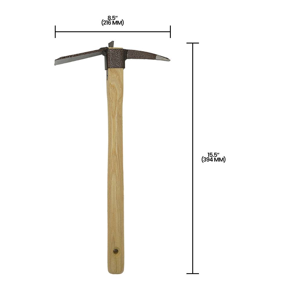 Zenport J6-05 Planting Hoe with 3-Inch Pick, 2.5 Inch Carbon Steel Blades, Beige