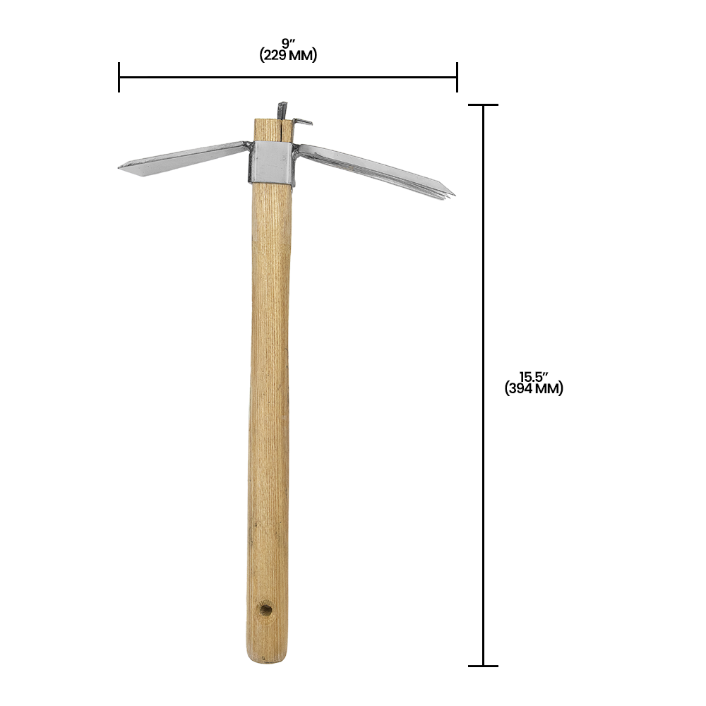 Zenport J6-08 Hoe and Fork Combo Tool, 15" Ash Handle, Beige