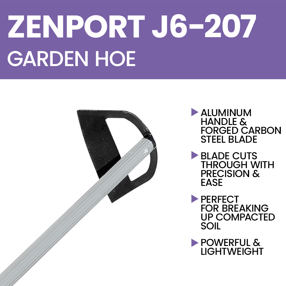 Zenport J6-207 Aluminum Handled Hoe, 8 Inch Carbon Steel Blades,