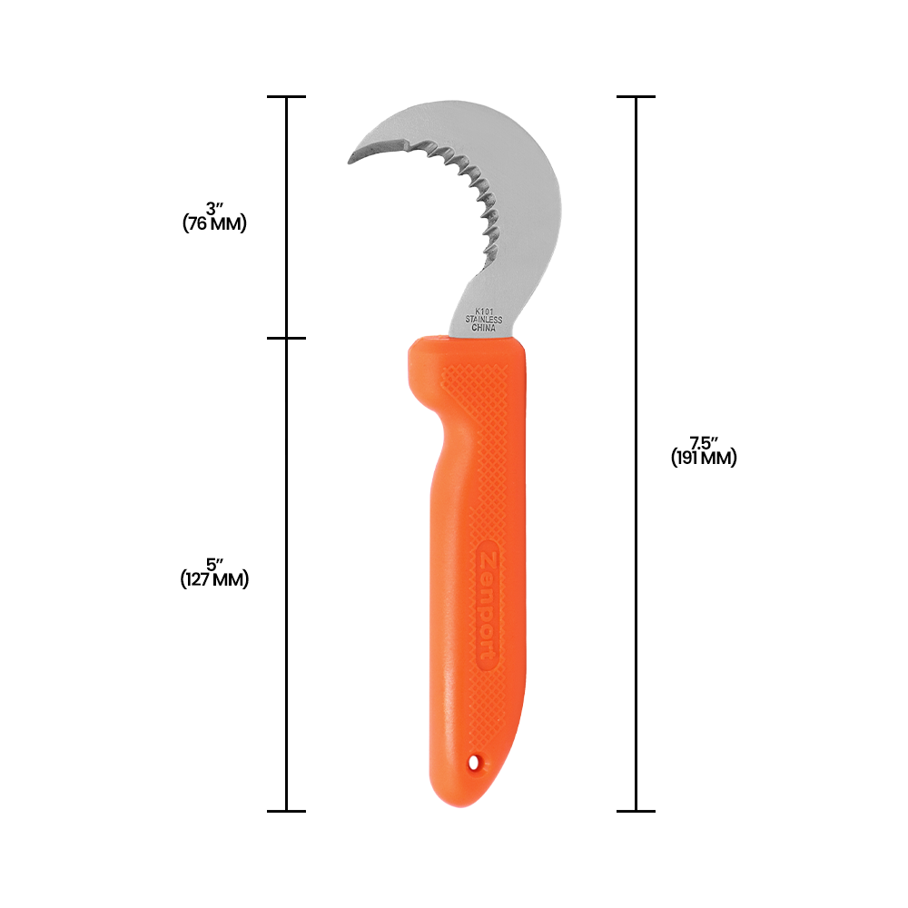 Cuchillo multiusos Zenport K101 para cosecha de frutas, hoja de acero inoxidable de 3 pulgadas, color naranja