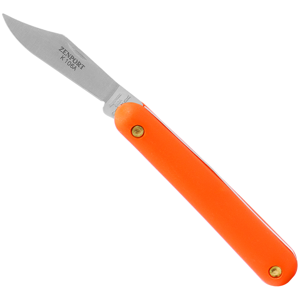 Zenport K106A Budding and Grafting Knife, 2 Inch Stainless Steel Blade, Orange