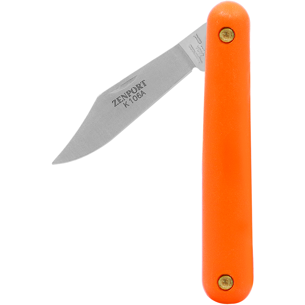 Zenport K106A Budding and Grafting Knife, 2 Inch Stainless Steel Blade, Orange