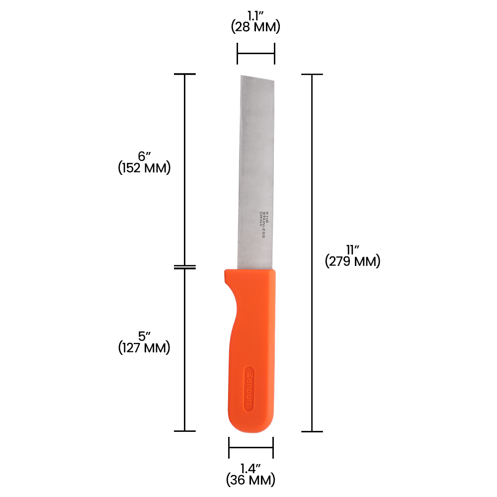 Zenport K116 Crop Harvest Knife, Produce, 6 Inch Stainless Steel Blade, Orange