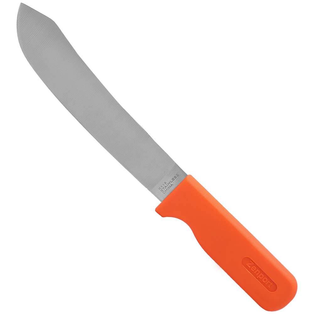 Zenport K118 Butcher Style Crop Harvest Knife, 7.75 Inch Stainless Steel Blade, Orange