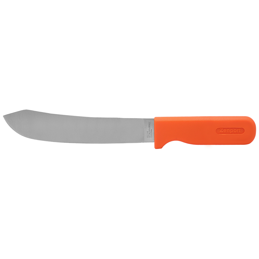 Zenport K118 Butcher Style Crop Harvest Knife, 7.75 Inch Stainless Steel Blade, Orange