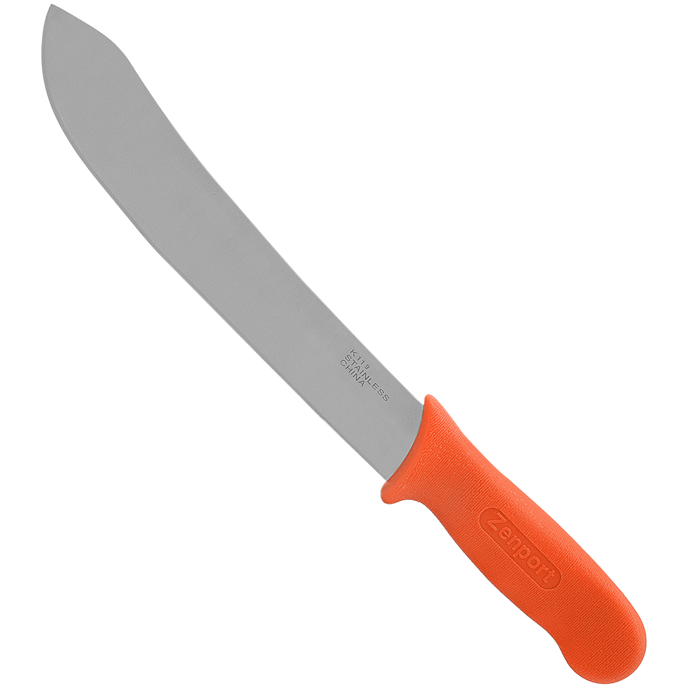 Zenport K119 Butcher Harvest Knife, 10 Inch Stainless Steel Blade, Orange