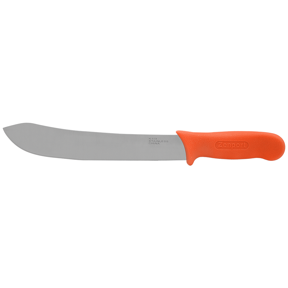 Zenport K119 Butcher Harvest Knife, 10 Inch Stainless Steel Blade, Orange