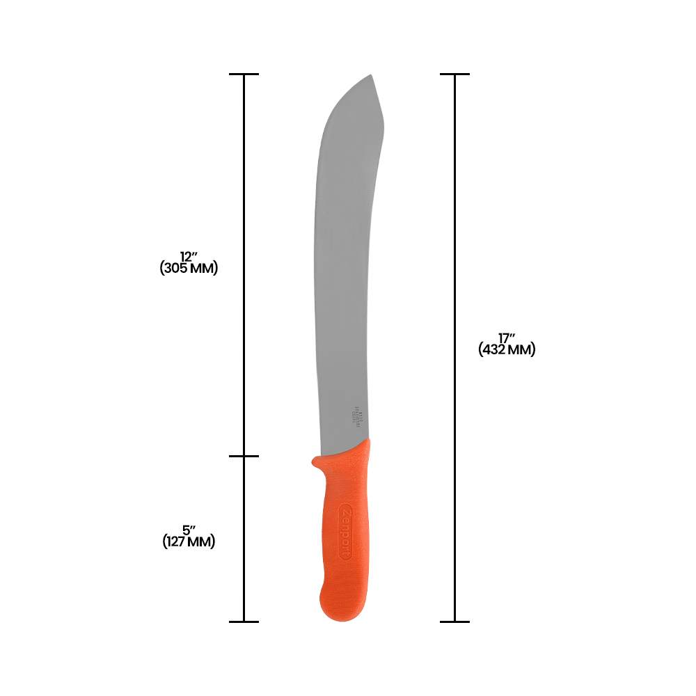 Cuchillo de carnicero Zenport K120 de 30 cm, hoja de acero inoxidable de 30 cm, color naranja