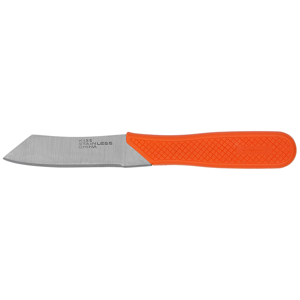 Cuchillo para frutas y hongos Zenport K125, hoja de acero inoxidable de 2,75 pulgadas, color naranja