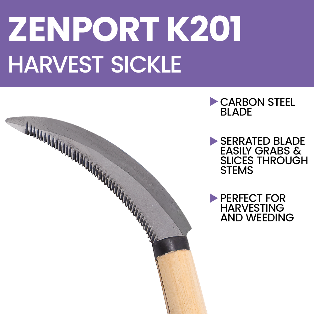 Zenport K201 Harvest Sickle Berry Knife, 4.5 Inch Carbon Steel Blade, Beige