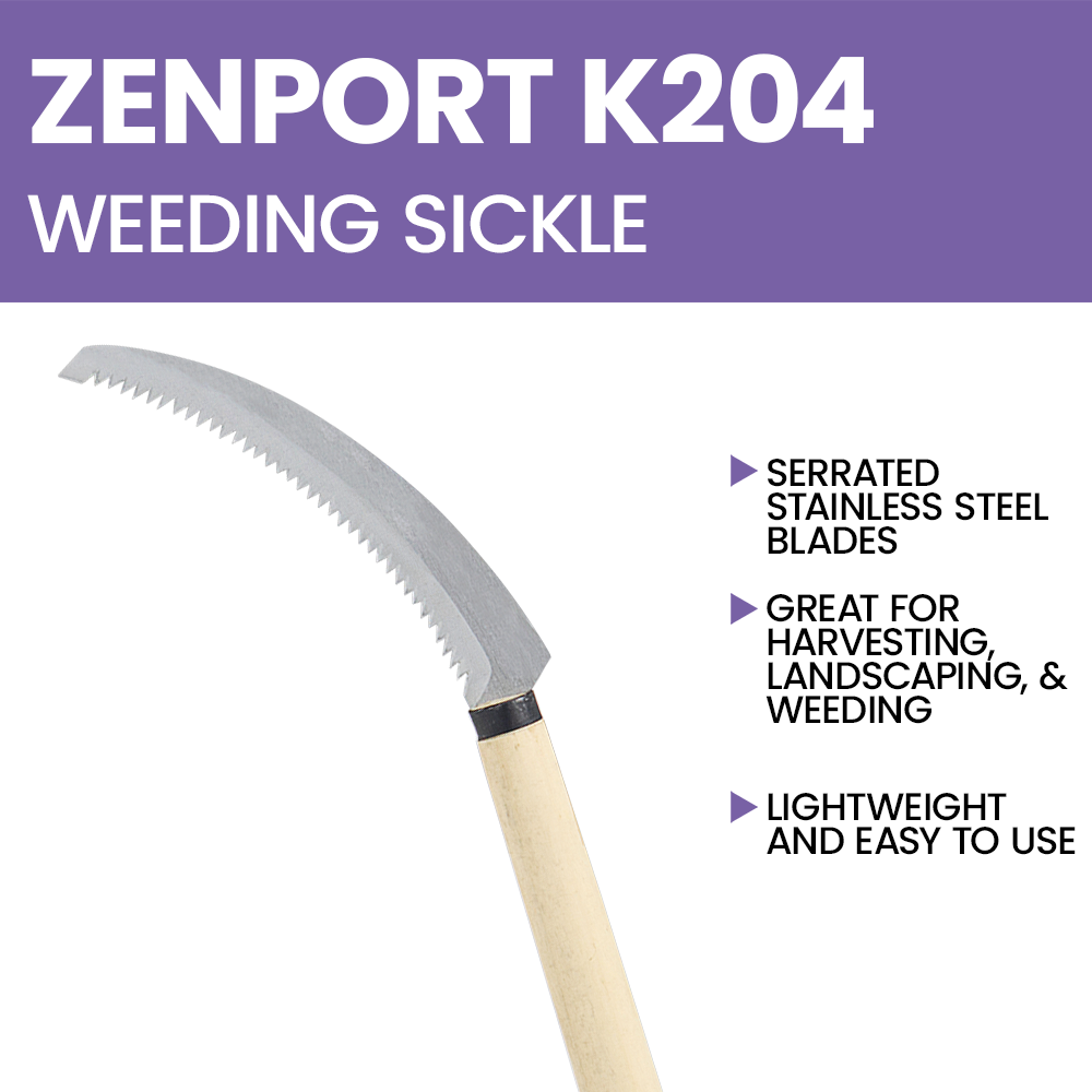 Cuchillo de cosecha Zenport K204, hoz desherbadora, hoja de acero inoxidable de 6,5 pulgadas, beige