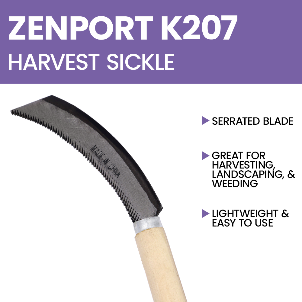 Zenport K207 Harvest Knife Sickle, 5 Inch Carbon Steel Blade, Beige
