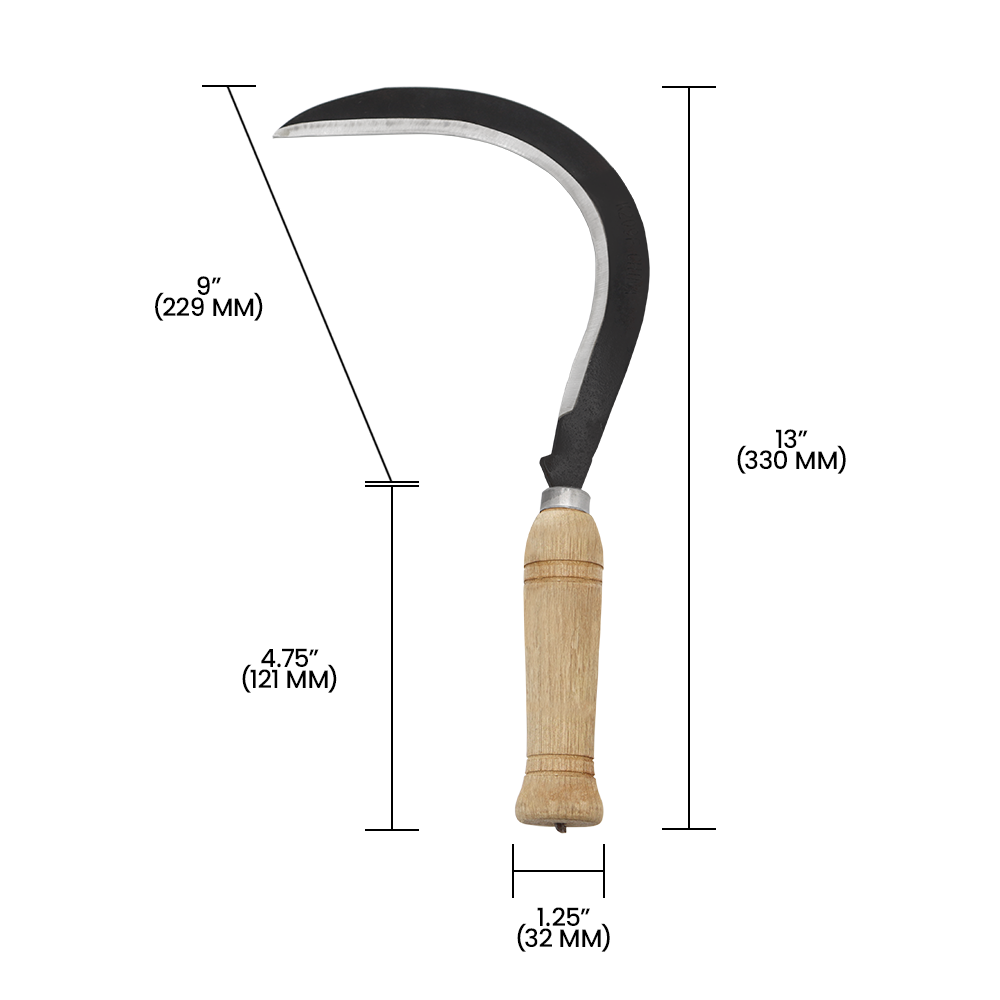 Guadaña curva Zenport K209F para desherbar y cosechar, 33 cm, hoja de acero al carbono de 33 cm, color beige