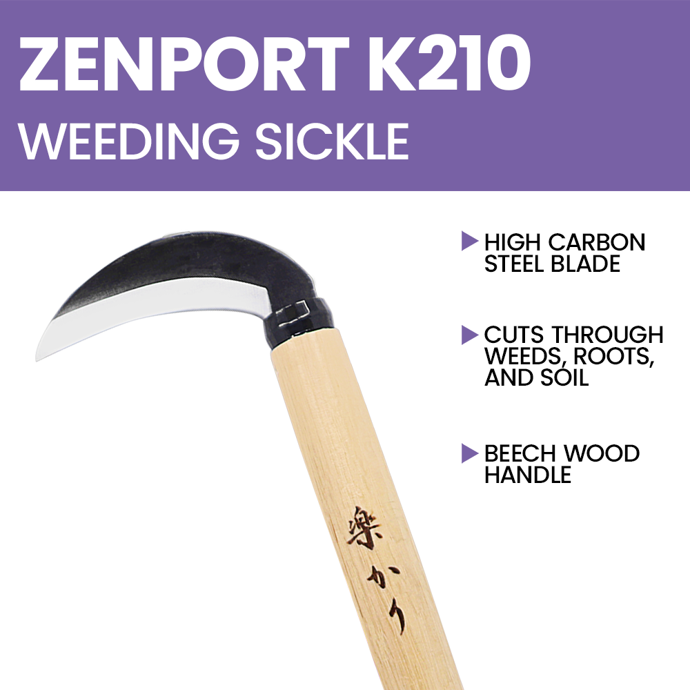 Zenport K210 High Japanese-style Weeding Sickle, 3 Inch High Carbon Steel Blade, Beige