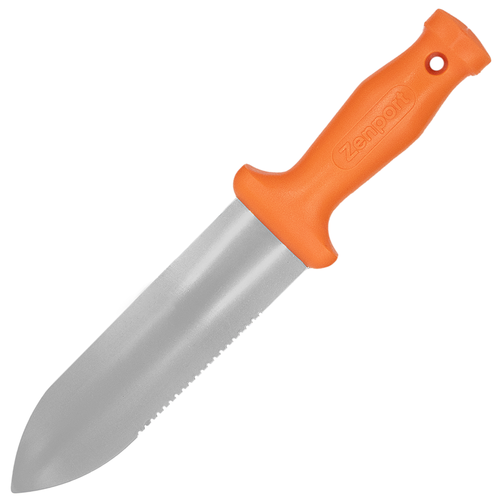 Zenport K245 ZenBori Soil Knife, Serrated, 6 Inch Stainless Steel Blades, Orange