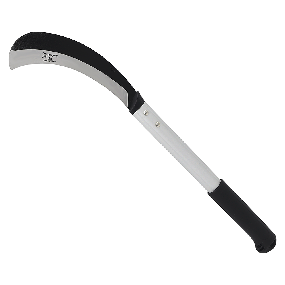 Hoz de cosecha Zenport K311 de 22,5 pulgadas, hoja de acero al carbono de 8 pulgadas, color negro/plateado