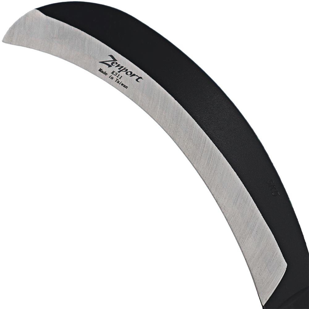 Hoz de cosecha Zenport K311 de 22,5 pulgadas, hoja de acero al carbono de 8 pulgadas, color negro/plateado