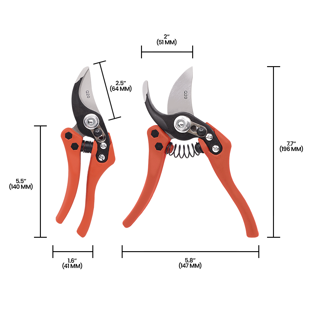 Zenport Q20 Euro-Pro Small Horticulture Pruner, Orange