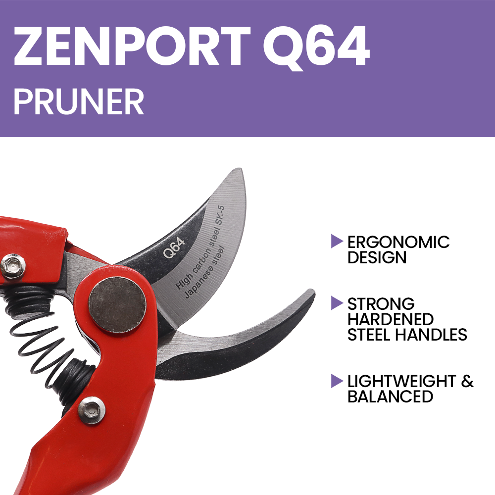 Zenport Q64 Heavy Duty Professional Pruner, 7-Inch, Red