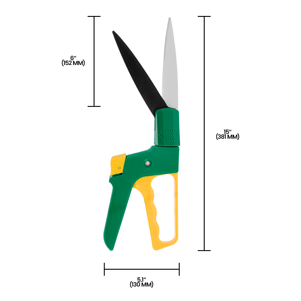 Zenport Z118 Grass Shears, 180-Degree Adjustable Blade Angle, Green