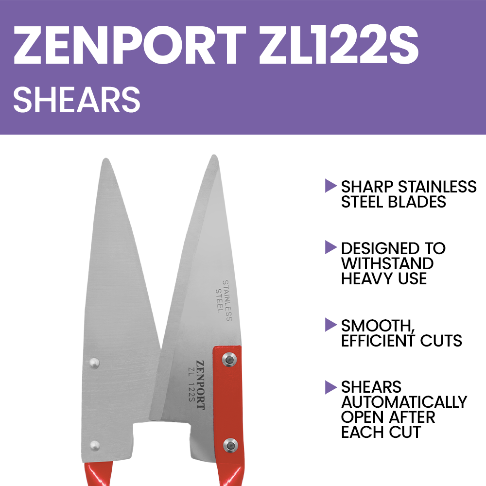 Zenport ZL122S Heavy Duty Onion and Sheep Shears, 5.5 Inch Stainless Steel Blades, Red