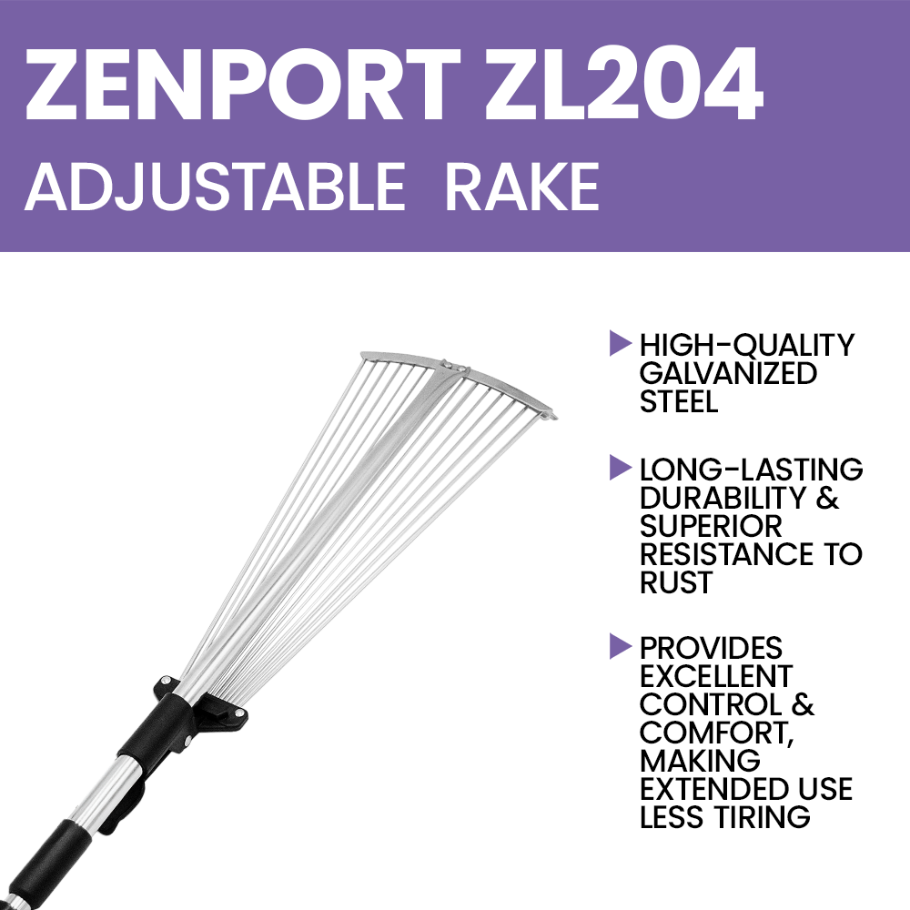 Zenport ZL204 Collapsible Steel Rake, Black
